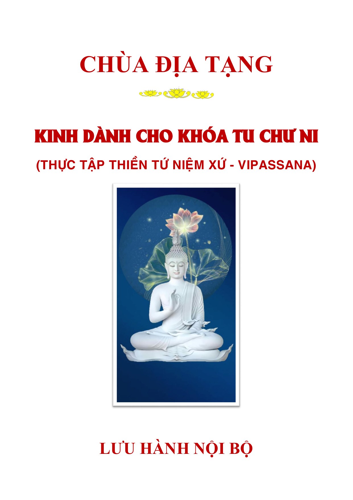 Bìa Kinh Dành Cho Khóa Tu Chư Ni – Thiền Tứ Niệm Xứ