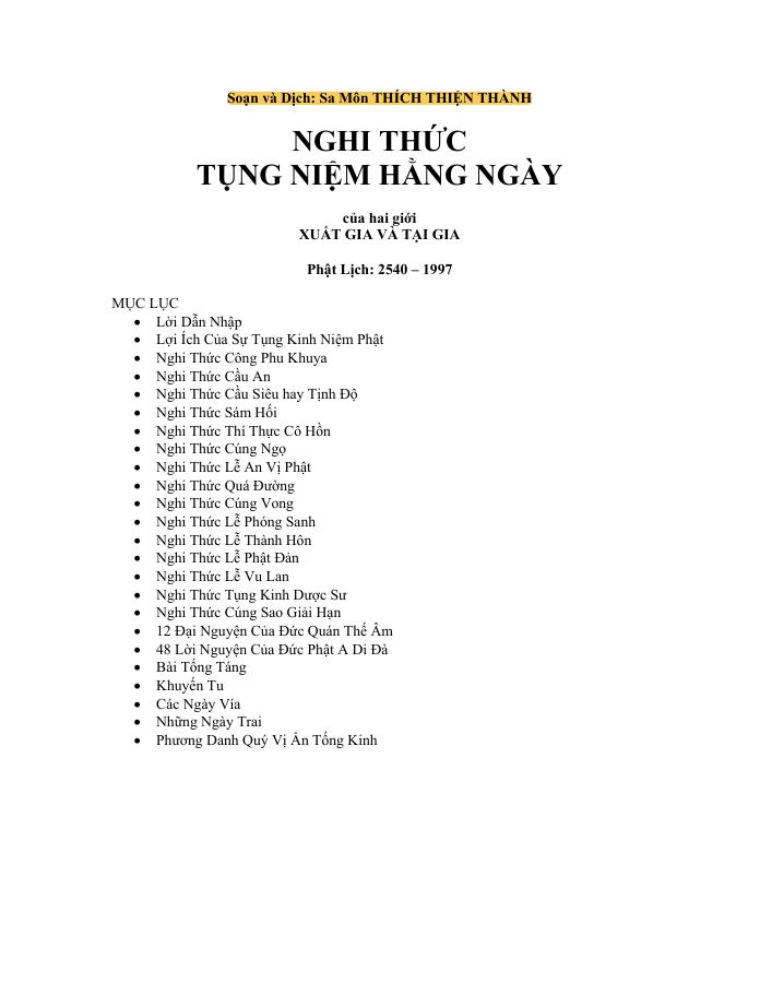 Bìa Nghi Thức Tụng Niệm Hằng Ngày