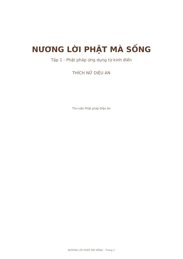 Bìa Nương Lời Phật Mà Sống – Tập 1
